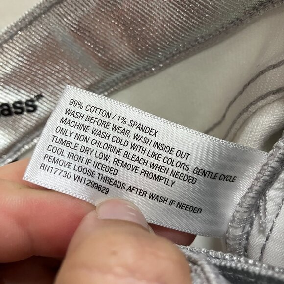 Art Class Girls' Silver High-Rise Baggy Metallic Denim Jeans Pants Button Fly - Picture 3 of 16